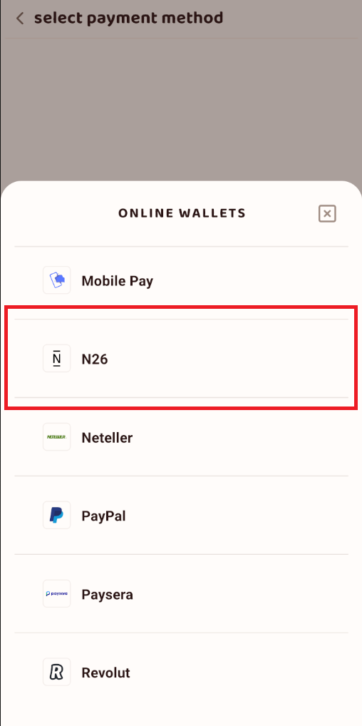 Now we go in settings to upload a payment method!