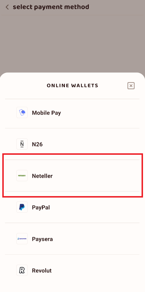 Now we go in settings to upload a payment method!