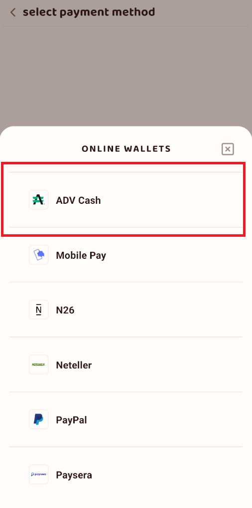 Now we go in settings to upload a payment method!