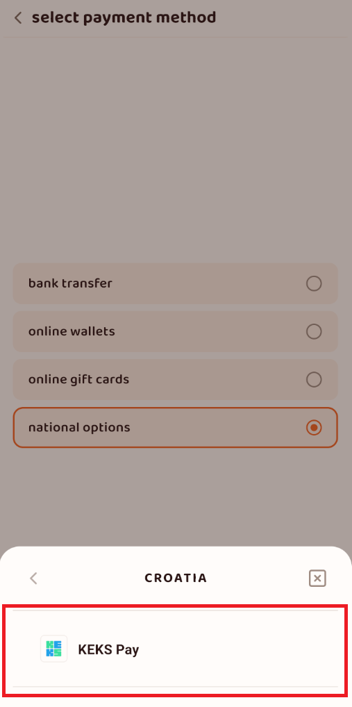 Now we go in settings to upload a payment method!