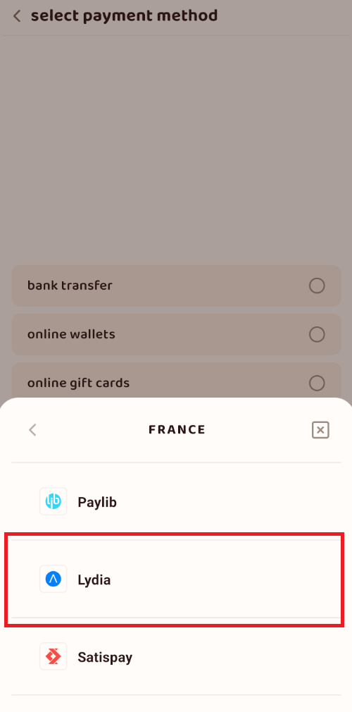 Now we go in settings to upload a payment method!