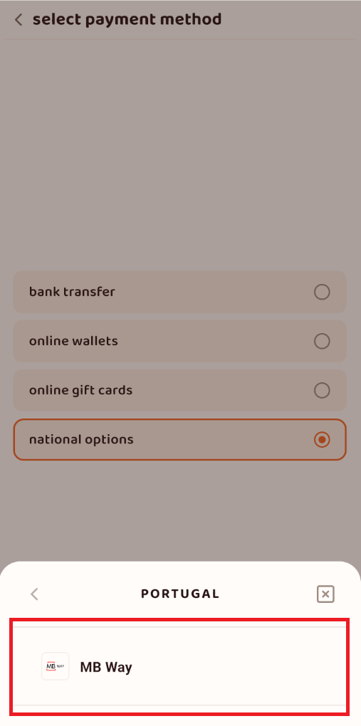 Now we go in settings to upload a payment method!