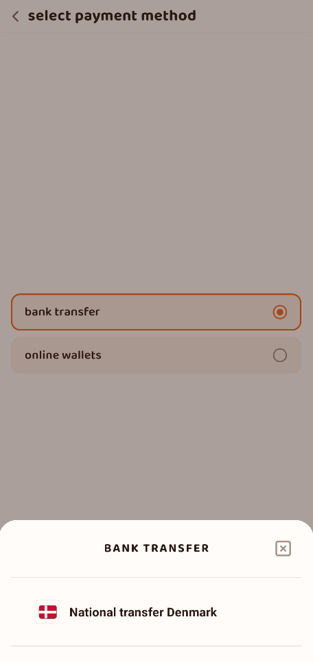 Now we go in settings to upload a payment method!