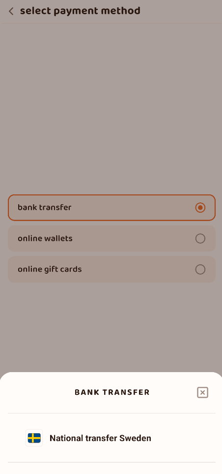 Now we go in settings to upload a payment method!