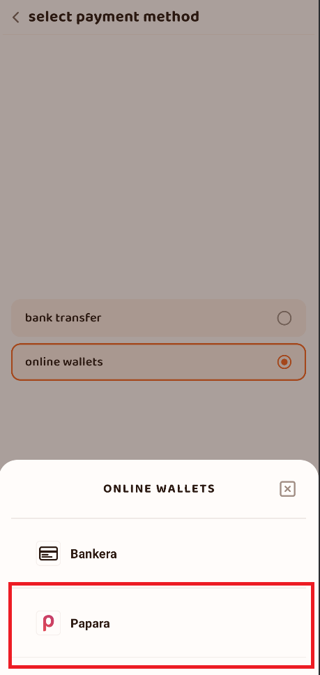 Now we go in settings to upload a payment method!