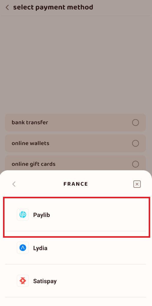 Now we go in settings to upload a payment method!