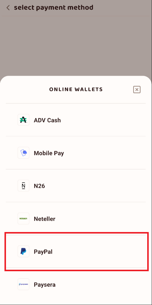 Now we go in settings to upload a payment method!