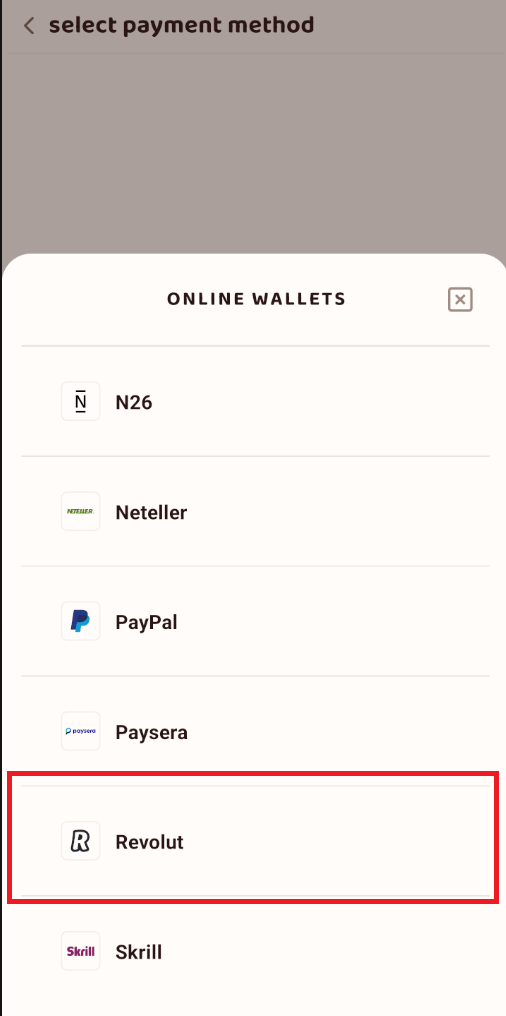 Now we go in settings to upload a payment method!