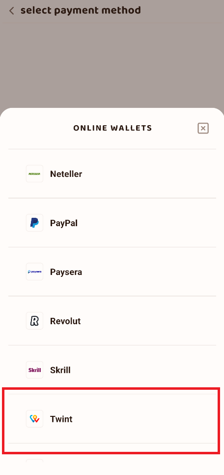 Now we go in settings to upload a payment method!