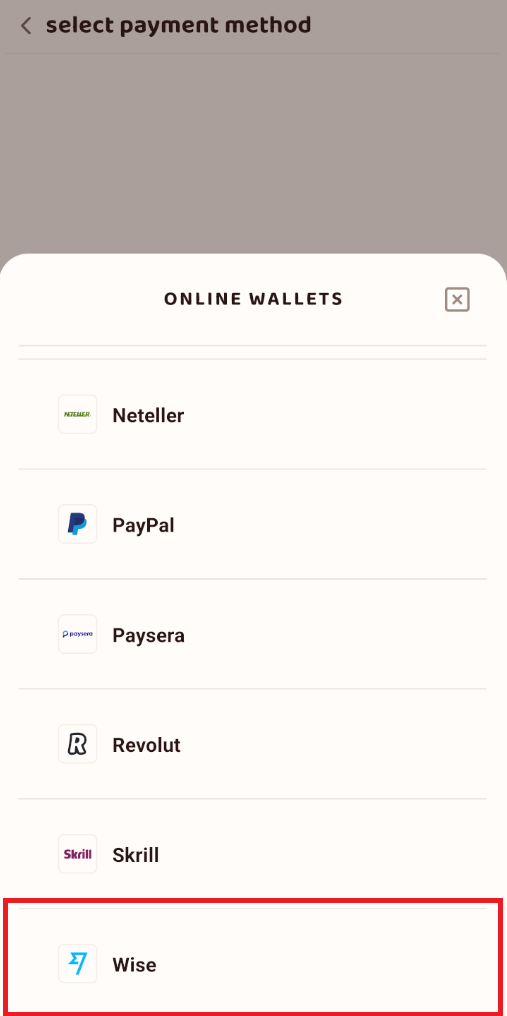 Now we go in settings to upload a payment method!