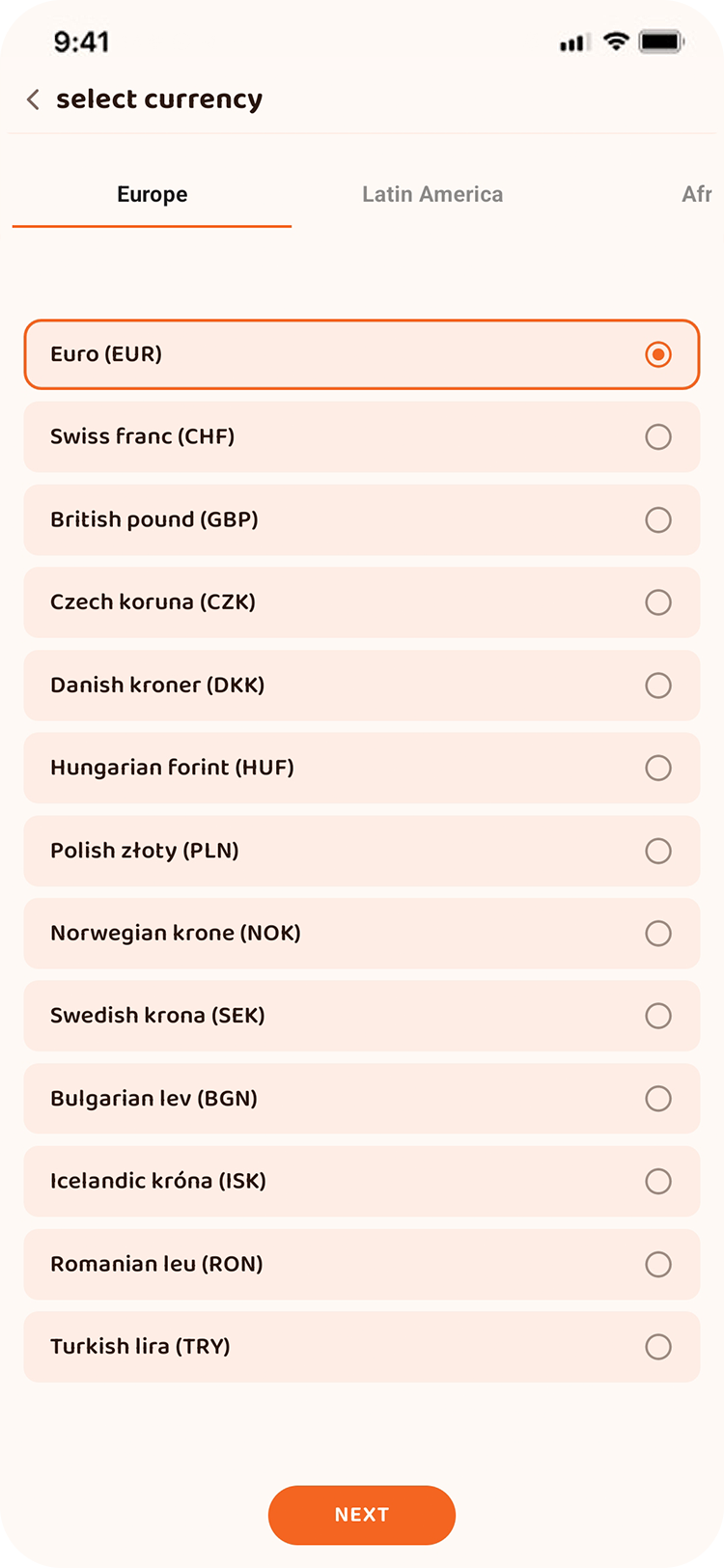 You'll then select which currency you want to use for this payment method.