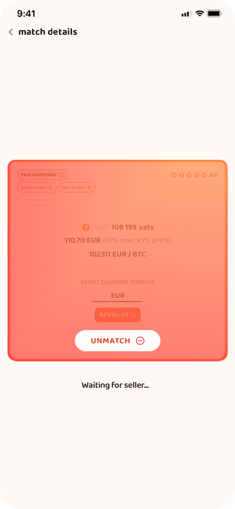 You'll get five seconds to undo if you change your mind. After that, the seller will be notified of their match, and unmatching now is considered a dick move (your Peach Score will be hurt)