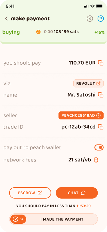 If the seller matches you back, you'll be notified & shown their payment details. You should go to your payment app and manually make the payment there. After that, you confirm that you did with the slider at the bottom, and you wait for the seller to respond (you can chit-chat in the meantime).