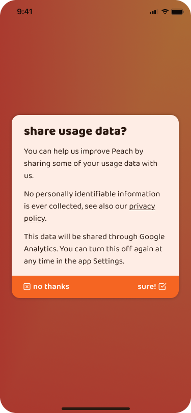 First you'll be asked if you want to share some data with us