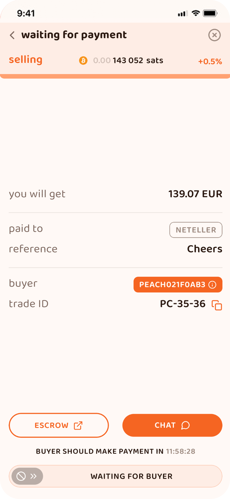 Once the buyer has made the payment, you should check the relevant payment account to see if you received it. If you did, you can confirm it here. Once you've confirmed you received the payment, the bitcoin will be sent to the buyer.